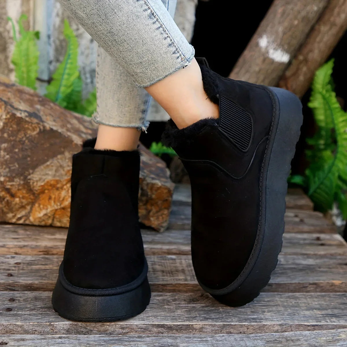 Fleece-Lined Ugg Platform Boots